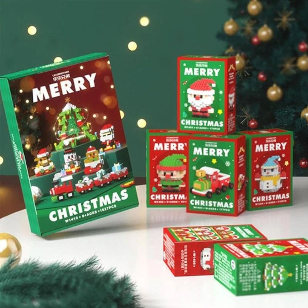 6-Piece Santa Claus Building Blocks Set - Christmas Themed Mini Figure Ornaments Collection