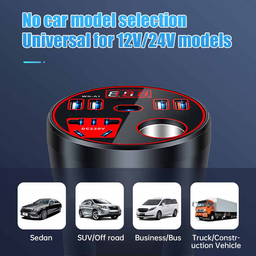 200W Car Power Inverter DC 12V/24V to AC 220V Converter Adapter Charger Outlets