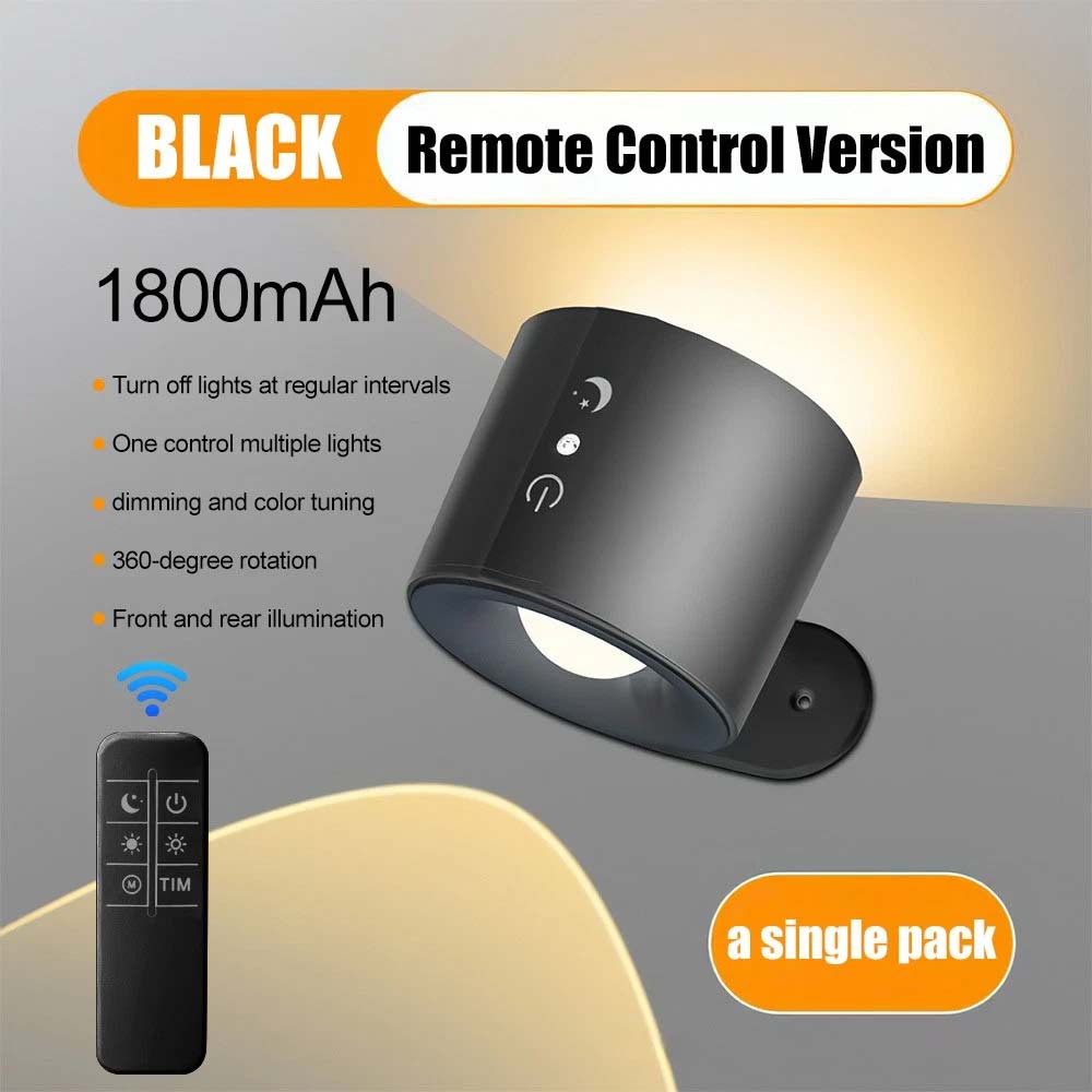 Rechargeable LED Wall Sconce Lights - Magnetic Remote Night Lamp, USB Powered