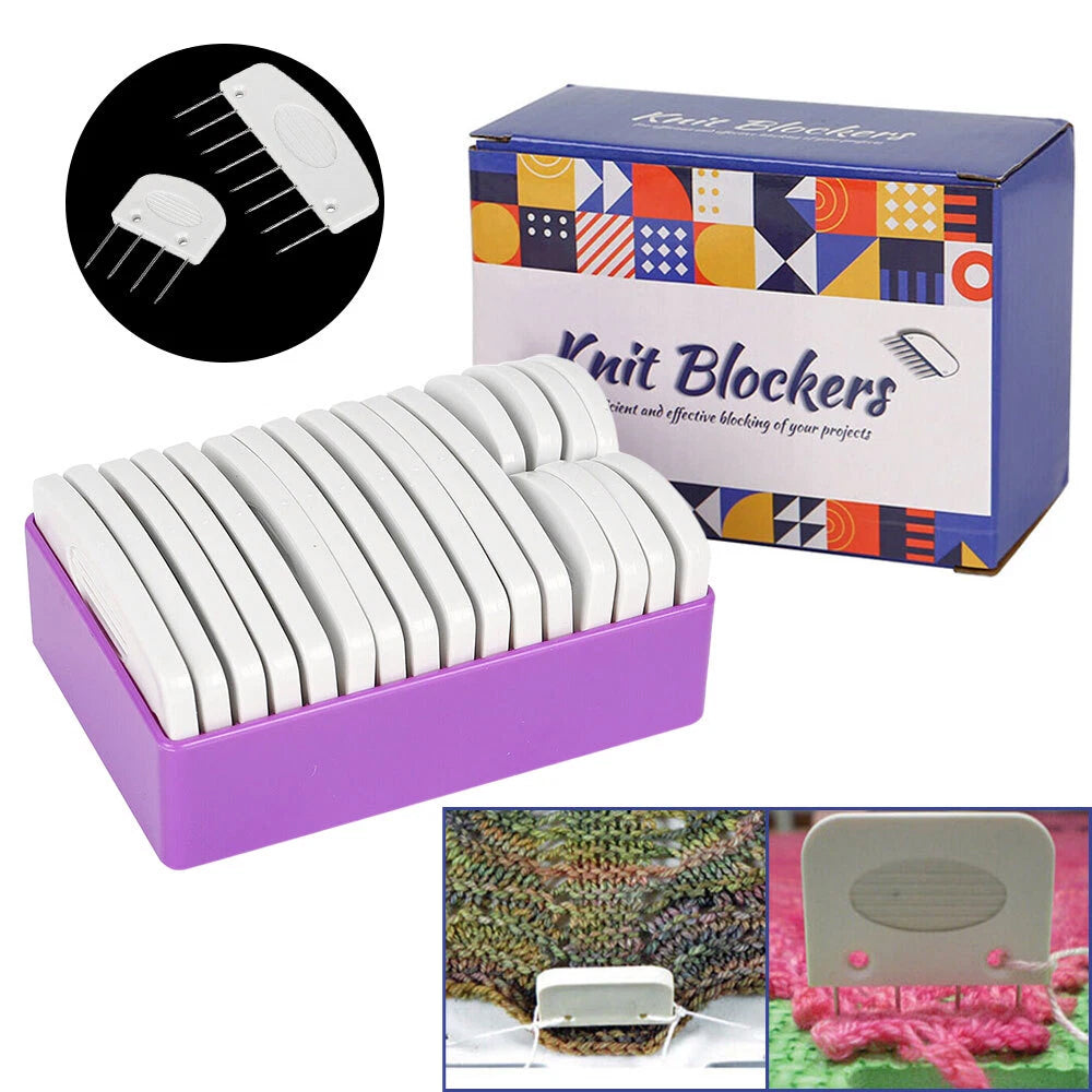 Knit Blockers & Pins Kit - 20pcs Blocking Tool for Knitting Crochet Lace