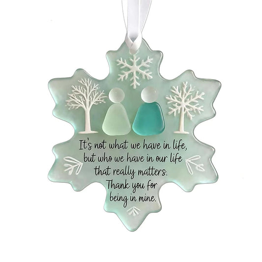 Snowflake Shaped Sea Glass Friendship Decor Christmas Tree Hanging Ornament