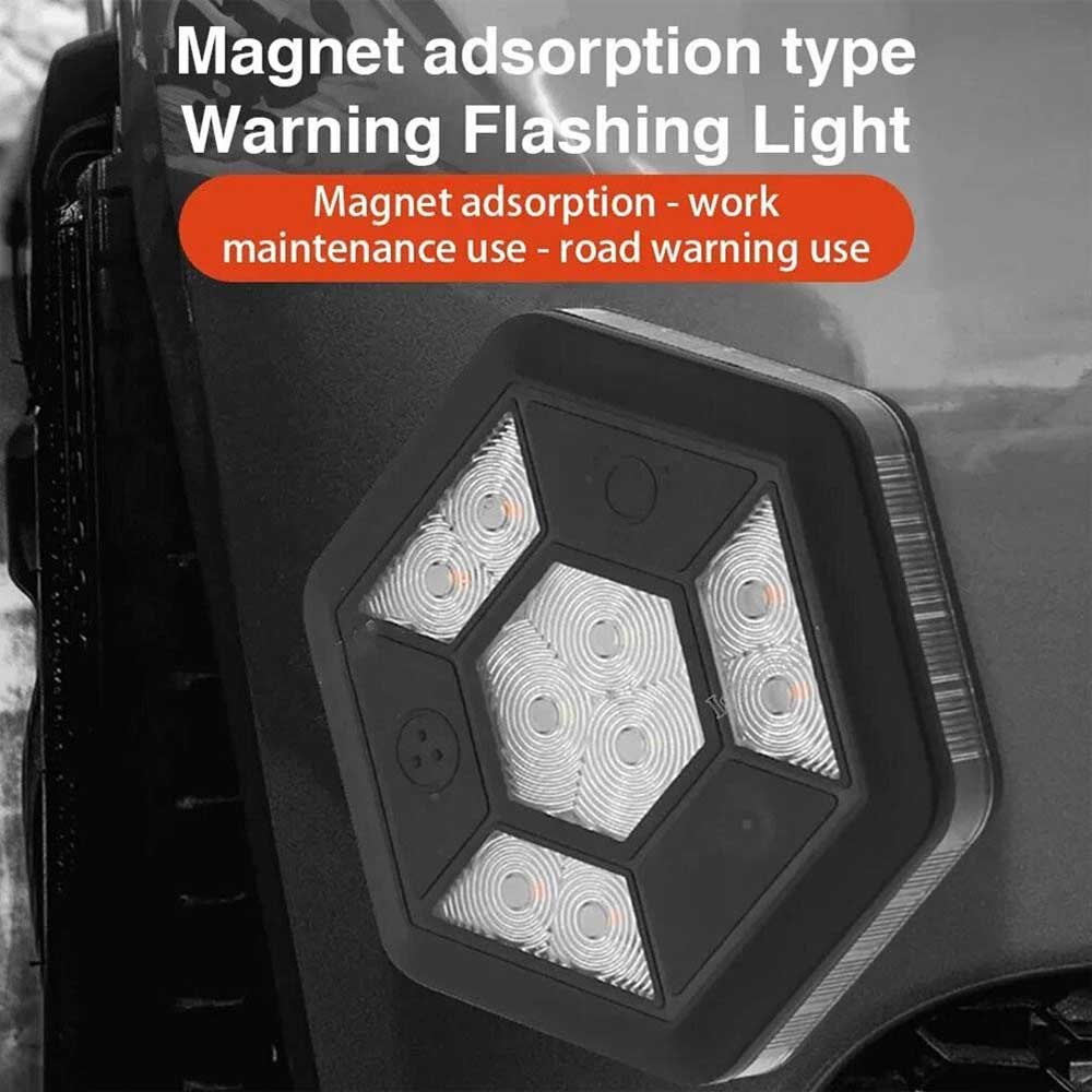 360° Rotating LED Magnetic Car Warning Light - Rechargeable Flashing Safety Beacon