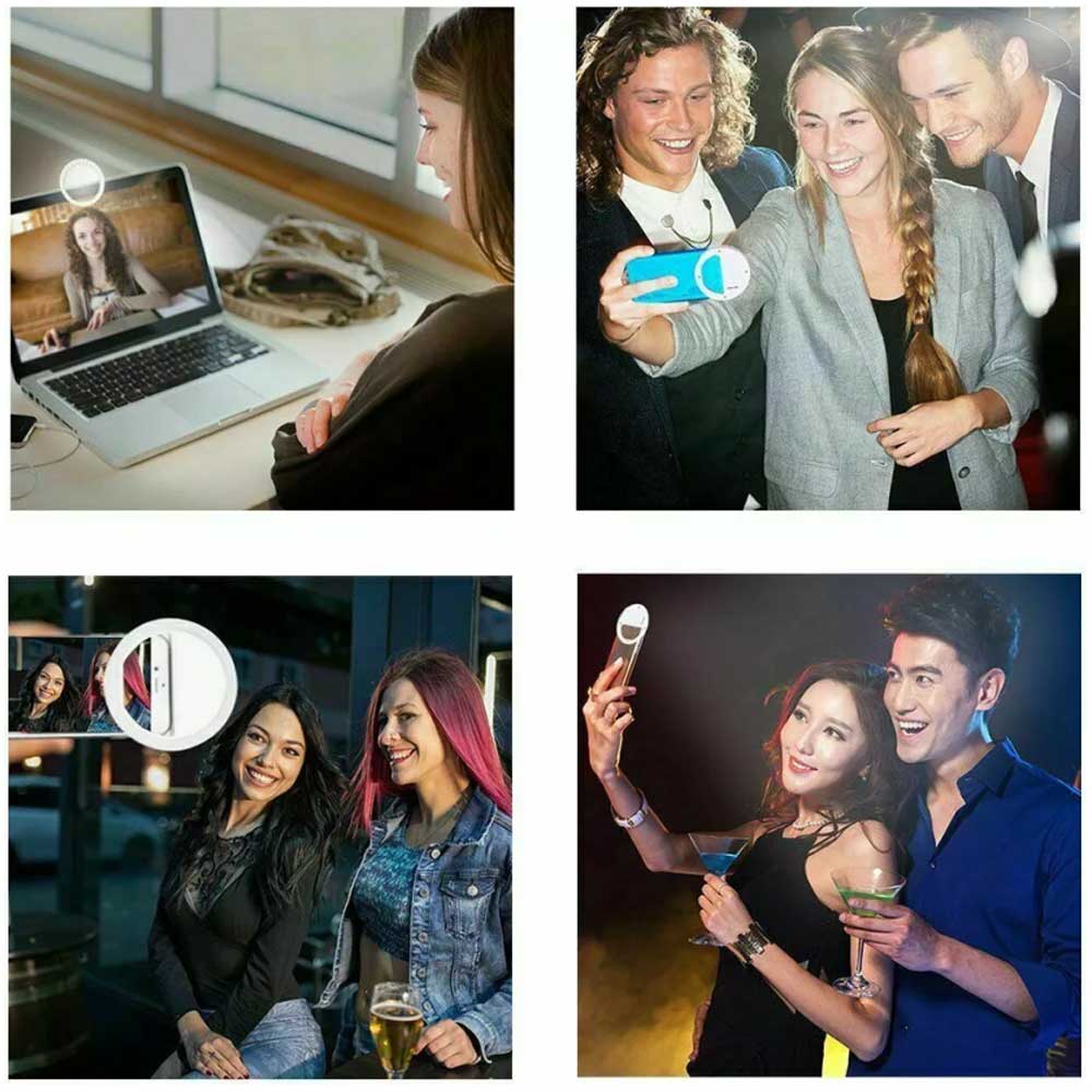 Selfie LED Light Ring Flash Clip Rechargeable Camera For Phone & iPhone Tablets