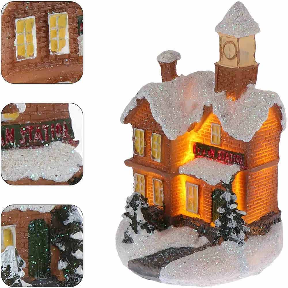 Resin Small House Christmas Decoration Micro Landscape LED Resin House Xmas Gift