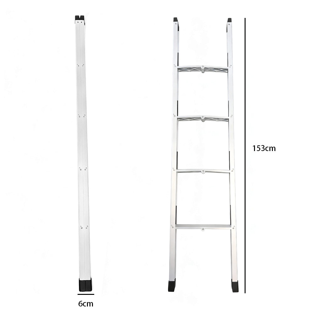 SJ 4-Step Folding Aluminium Ladder for Caravan & RV Bunks – Lightweight, Non-Slip, Space-Saving