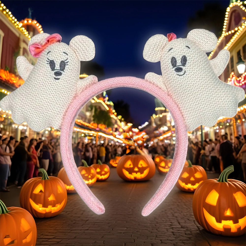 2025 HongKong Disney Parks Halloween Ghost Mickey And Minnie Mouse Ear Headband