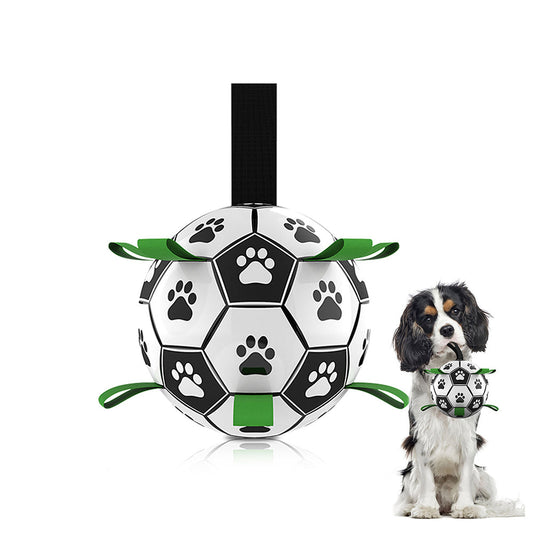 Dog Soccer Ball Grab Tabs Interactive Pet Dog Toy Football with Ball Pump