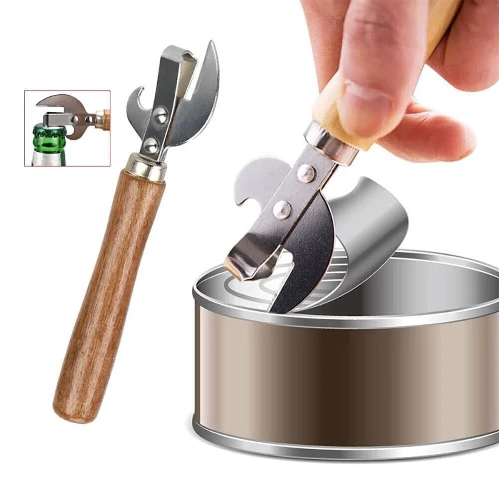 Stainless Steel Stab Can Opener - Traditional Handheld Tin Opener Tool