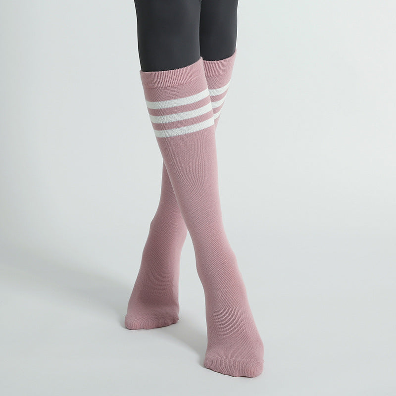 Non-Slip Women's Yoga Socks – Mid-Calf Striped for Indoor Floor & Pilates