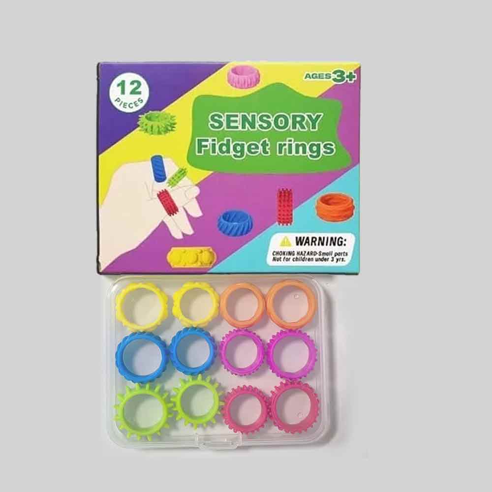 12-Pack Fidget Sensory Rings – Textured, Multicolor Stress Relief for Adults & Teens