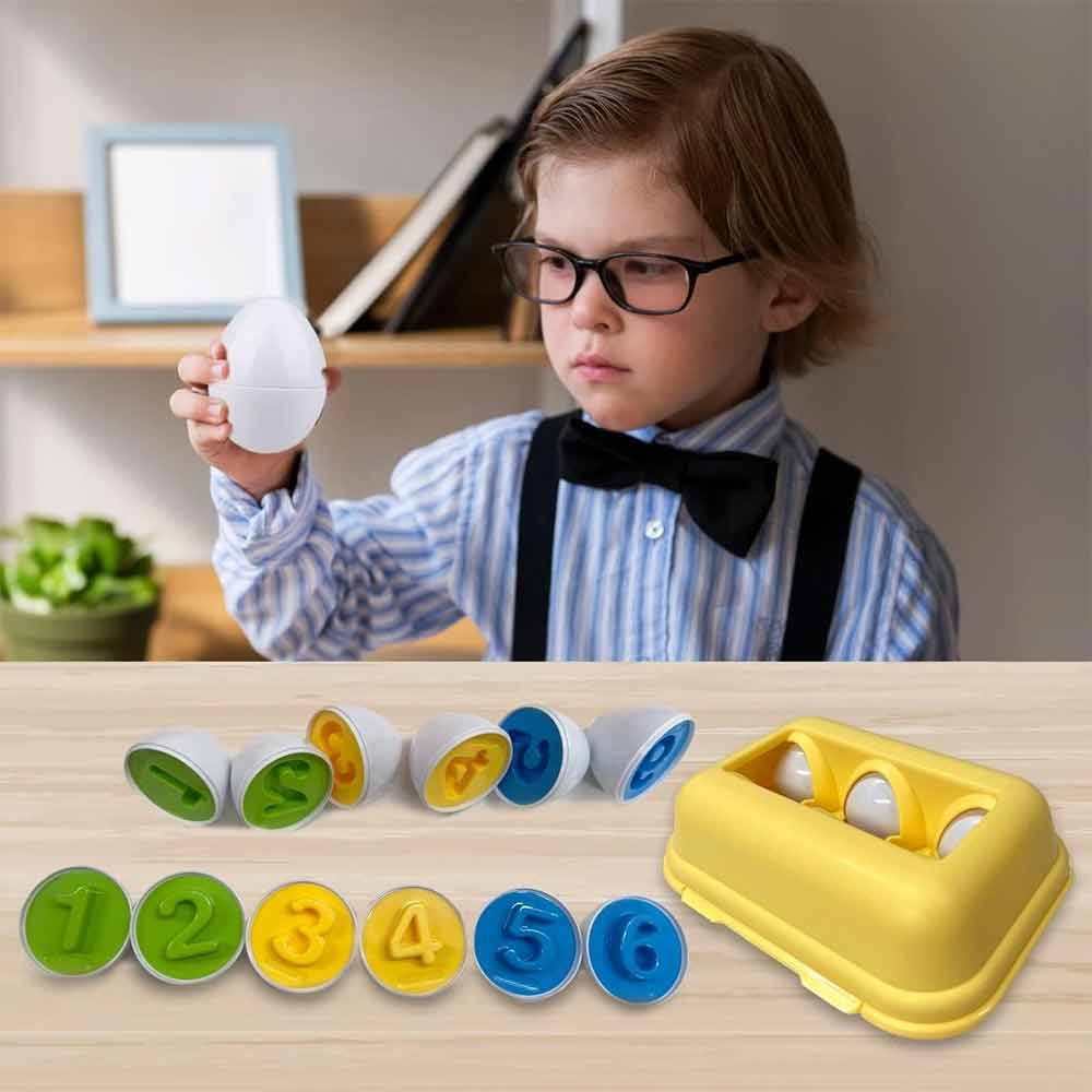 6-Piece Matching Eggs – Colour Number Sorter, Montessori Sensory Puzzle