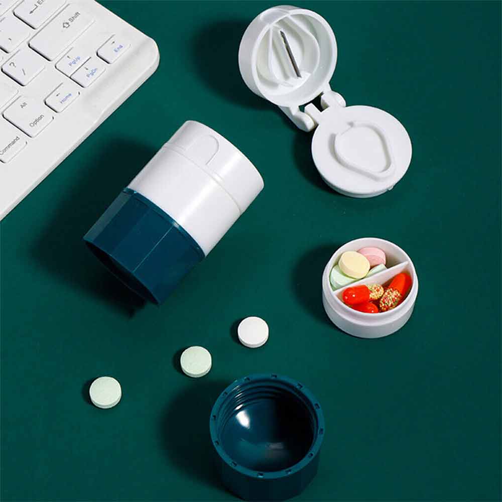 Tablet Divider Cutter 4IN1 Pill Medicine Crusher Grinder Splitter Storage Box