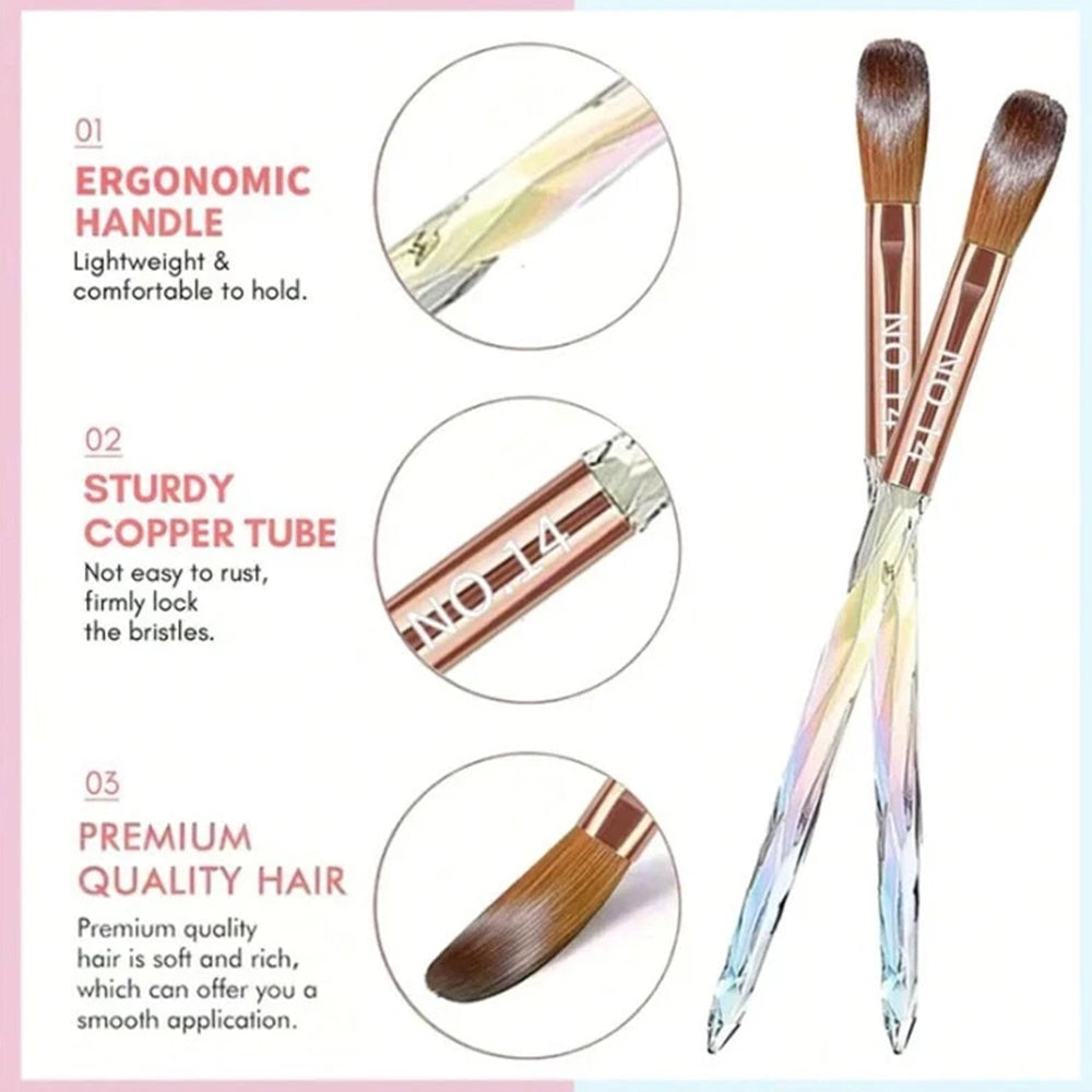 Professional 6Pcs Sable Nail Brushes Set for Acrylic Nails, 3D Carving & Nail Extensions