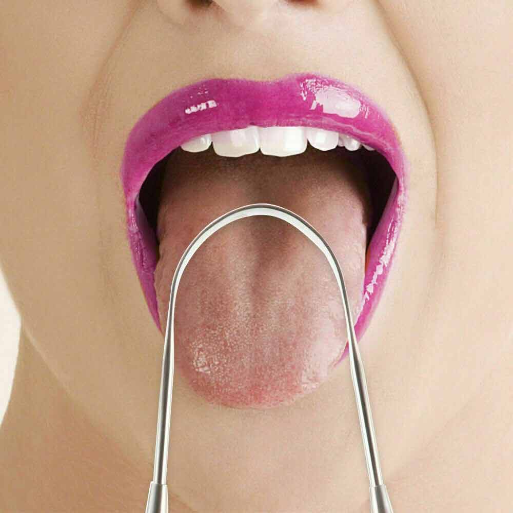 2PCS Kit Stainless Steel Tongue Tounge Cleaner Dental Care Hygiene Oral Mouth