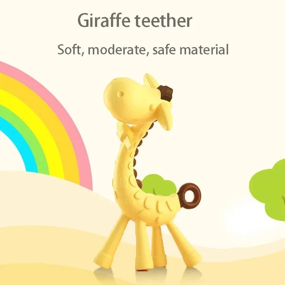3X Silicone Teething Toothbrush - Giraffe Shape BPA-Free Chew Toy