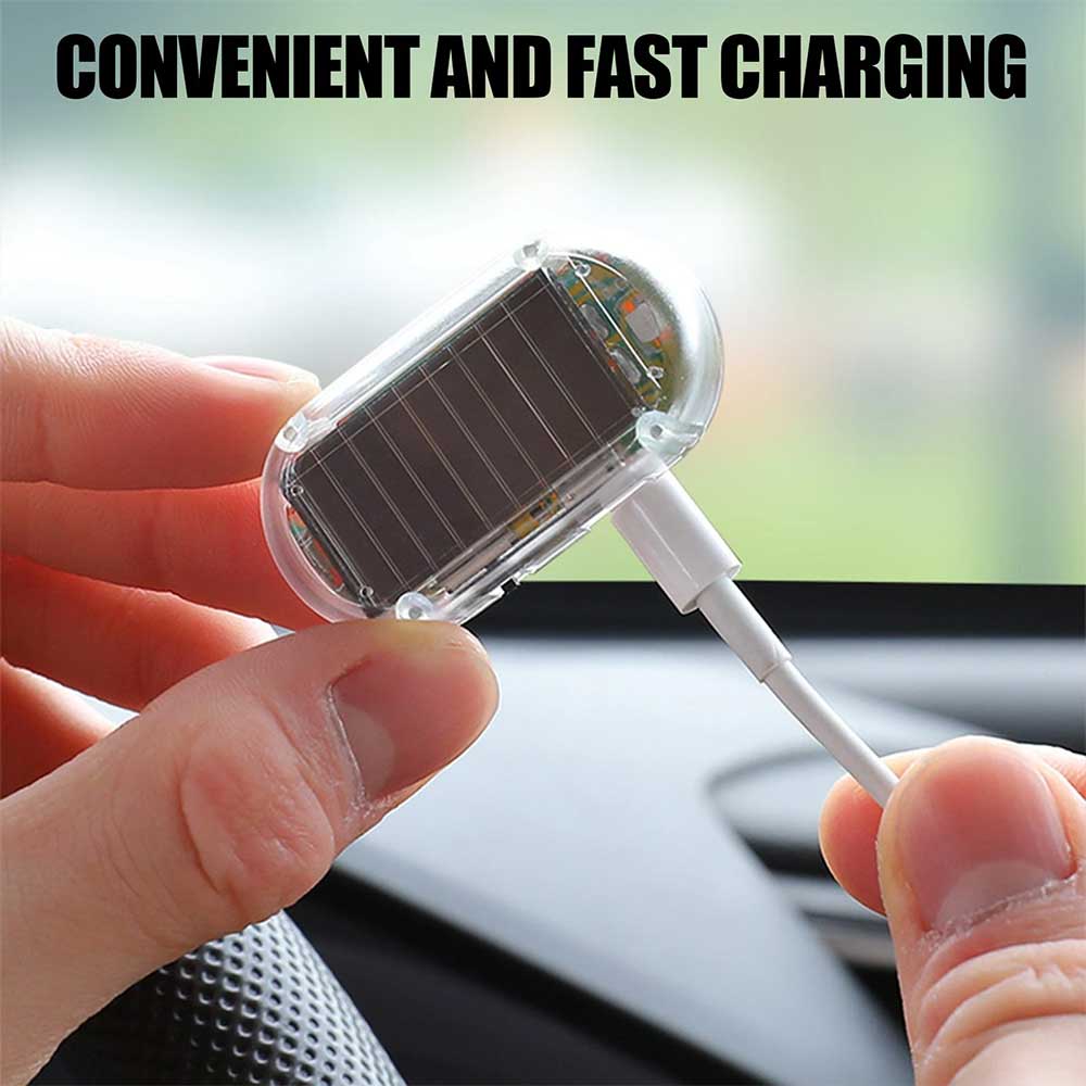 2PCS Solar Dummy Alarm LED Lights - Car Anti-Theft Flashing Warning Security