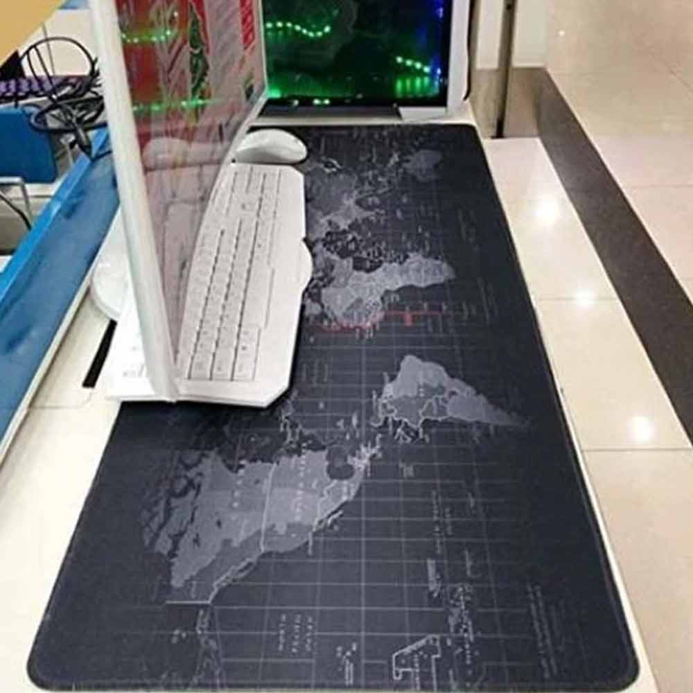 World Map Gaming Desk Mat – 90x40cm Large Non-Slip Mouse & Keyboard Pad