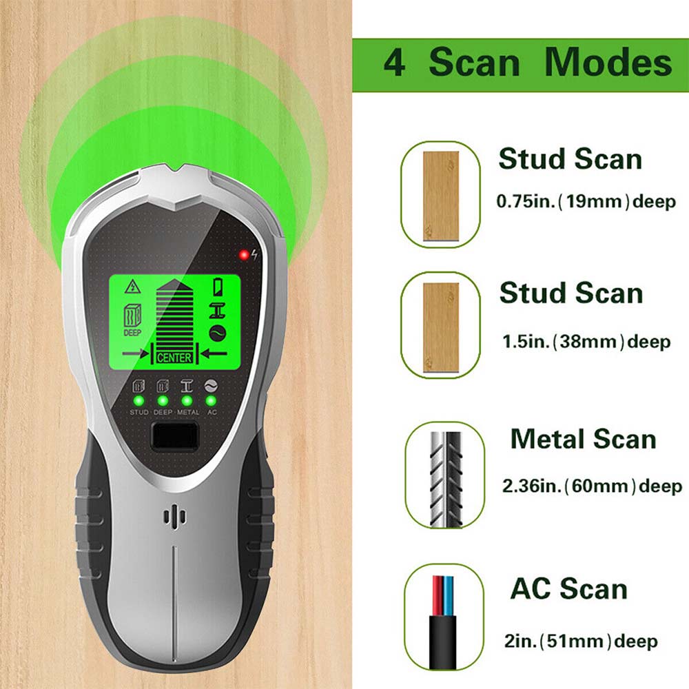5 in 1 LCD Stud Finder Pipe Sensor Metals Wire Detector Electric Wall Scanner