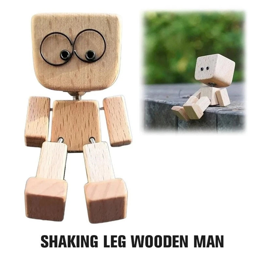 Magnetic Expression Shaking Wooden Man - 12 Fun Face Car Dashboard Decor