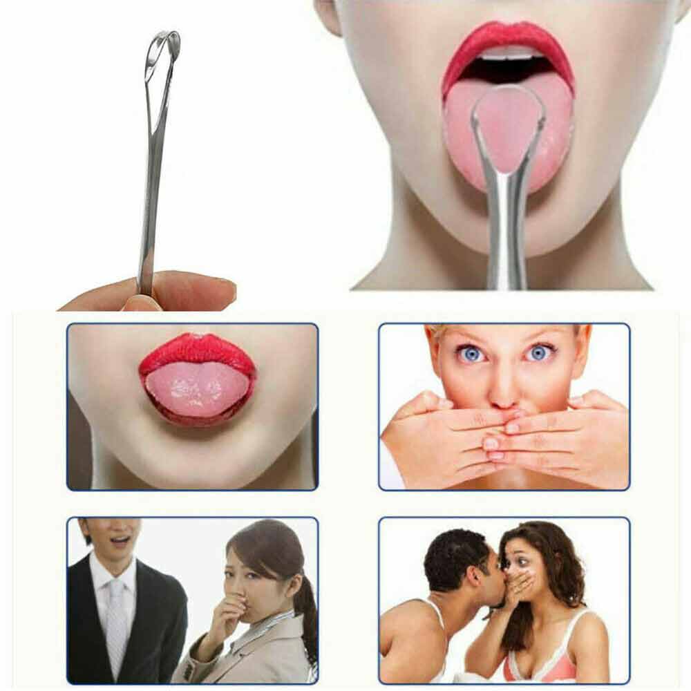 2PCS Kit Stainless Steel Tongue Tounge Cleaner Dental Care Hygiene Oral Mouth