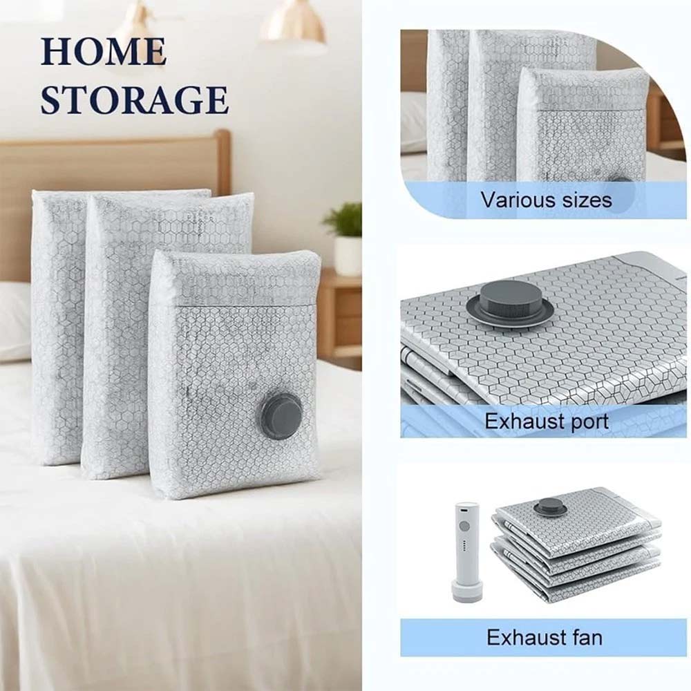 6-Pack Cordless Travel Vacuum Bag Set with Rechargeable Pump for Clothing Bedding Space Saving Storage