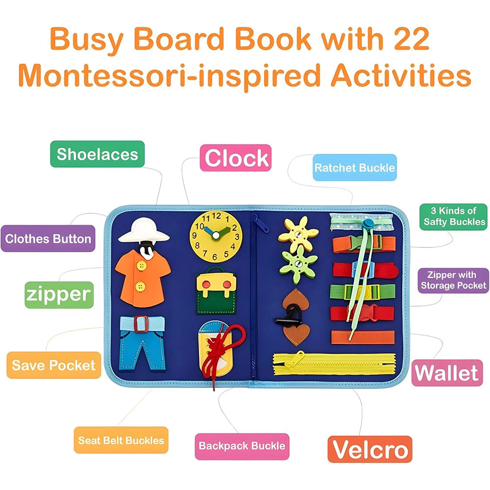 Montessori Busy Board - Sensory Learning Activity Board for Early Development