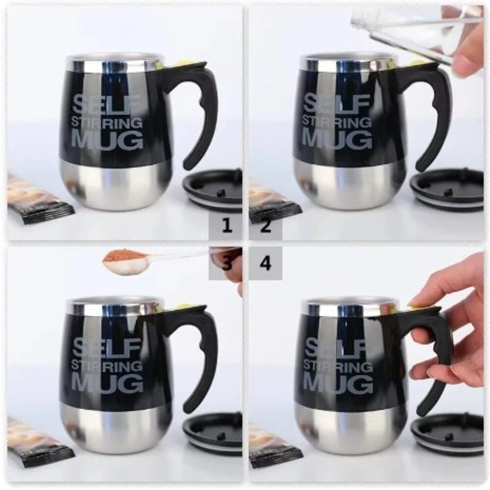 Self-Stirring Travel Mug - Automatic Mixing Cup for Coffee, Milk Tea, Protein Shakes & More