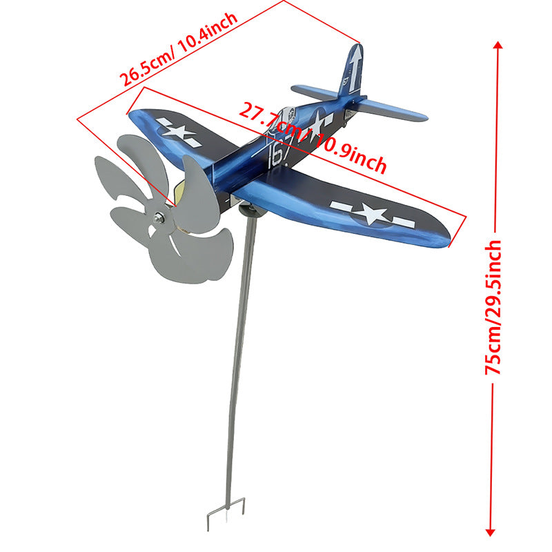 Compass Weather Vane & Garden Decoration – Airplane Wind Spinner, Aircraft Windmill