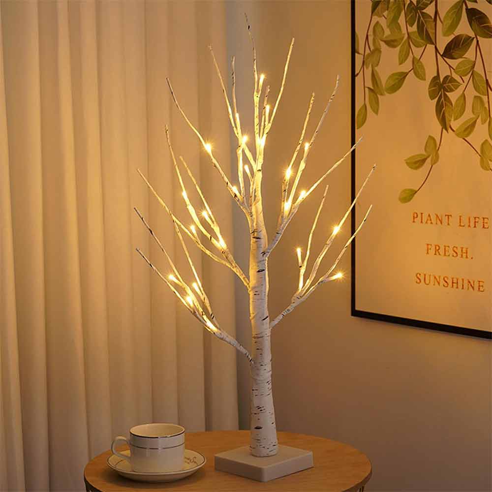 60CM Birch Tree Artificial Tree Christmas Decor 144 LED Warm White Lights Desktop Dinner Lamp