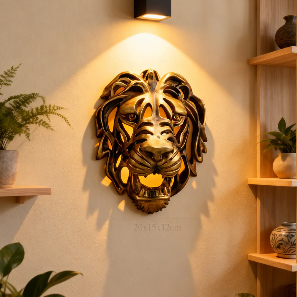 Wall Art Lion Head Sculpture - Garden & Home Decor Ornament, Resin Outdoor Artwork
