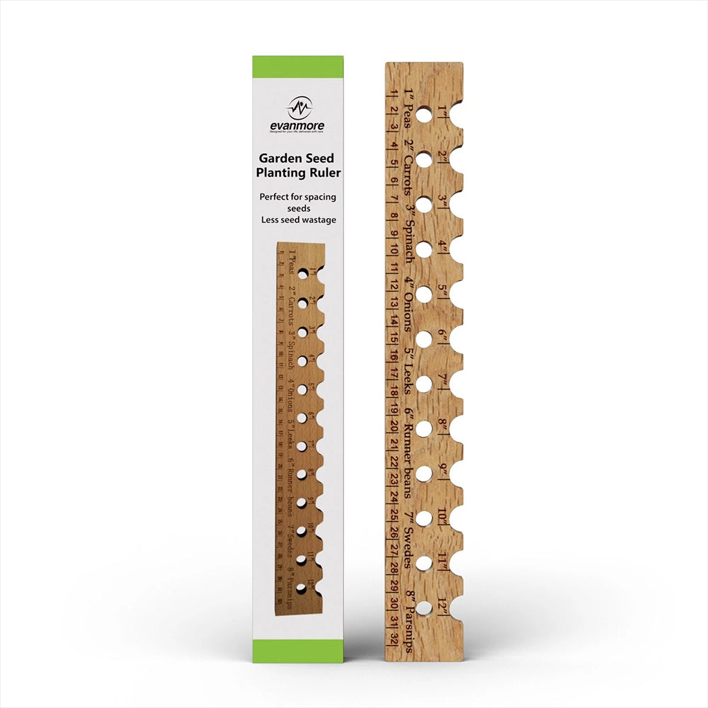 Wooden Planting Ruler - Garden Seed Spacer & Sowing Tool with Veg Spacing Guide