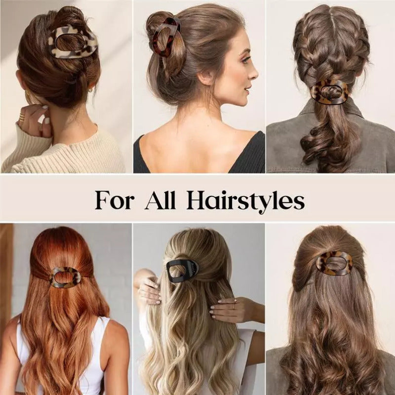 Set Flat Oval Hair Claw for thick Hair Clip For Women Girls Accessories