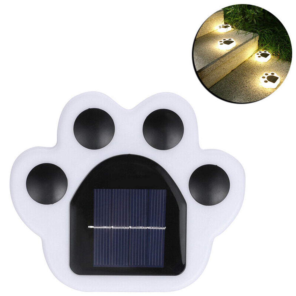 4PCS Animal Bear Paw Print Solar Power Light Outdoor Garden Yard Waterproof Lamp
