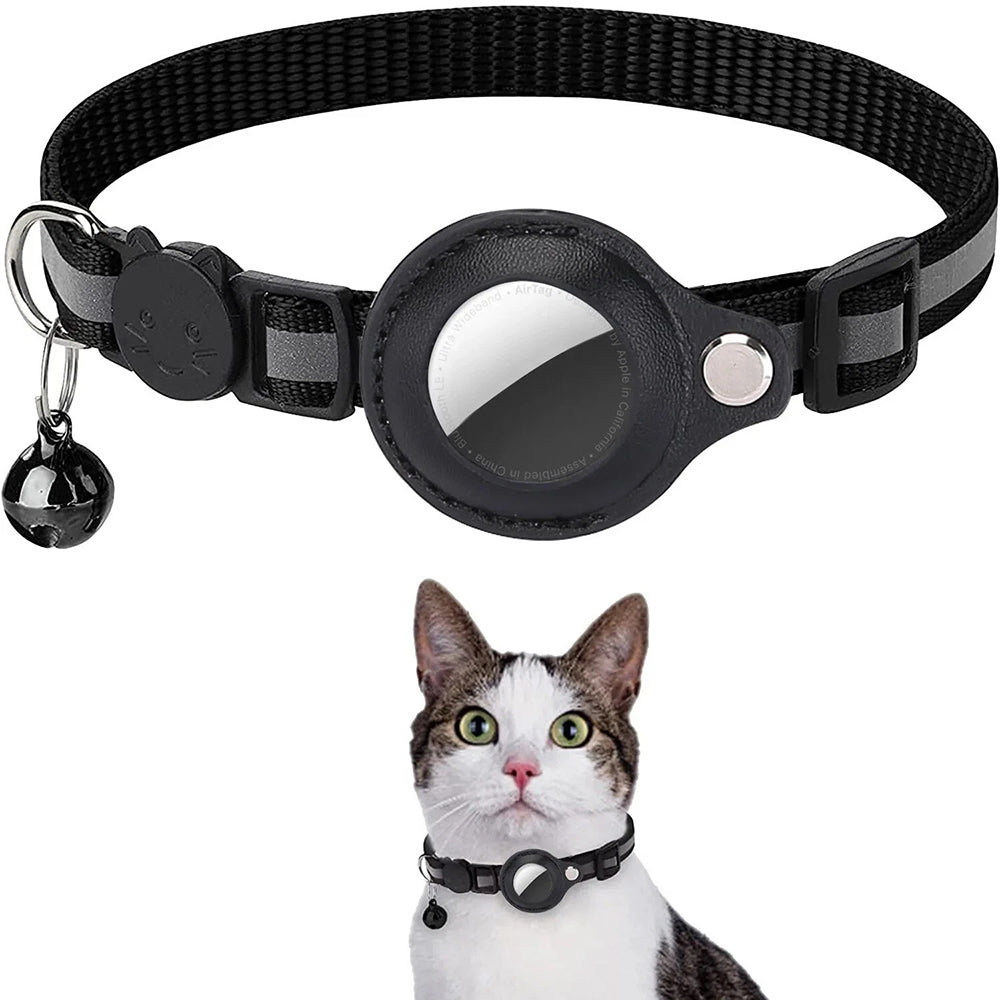 Reflective AirTag Cat Collar – Breakaway Safety Collar with Bell & Case