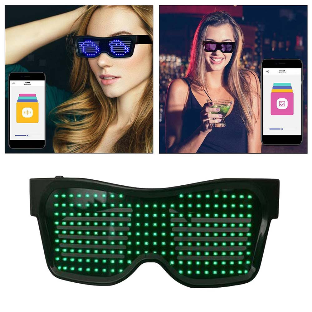 Bluetooth LED Eye Glasses APP Control for Raves Birthday DJ EDM Display Text