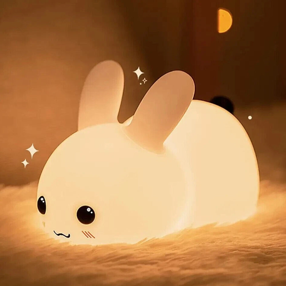 Soft Silicone Bunny Lamp – Rechargeable LED Night Light with RGB Remote