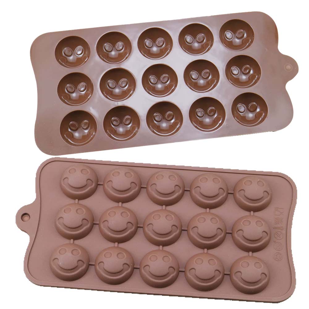 2X Silicone Smiley Face Molds - Chocolate Cake Ice Tray & Jelly Candy Baking Moulds
