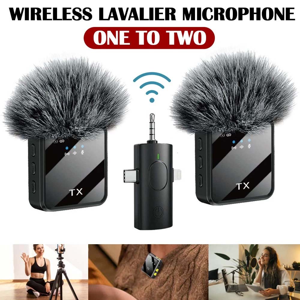 Dual Wireless Lavalier Microphone - Plug & Play Lapel Mic for iPhone, Android, Camera
