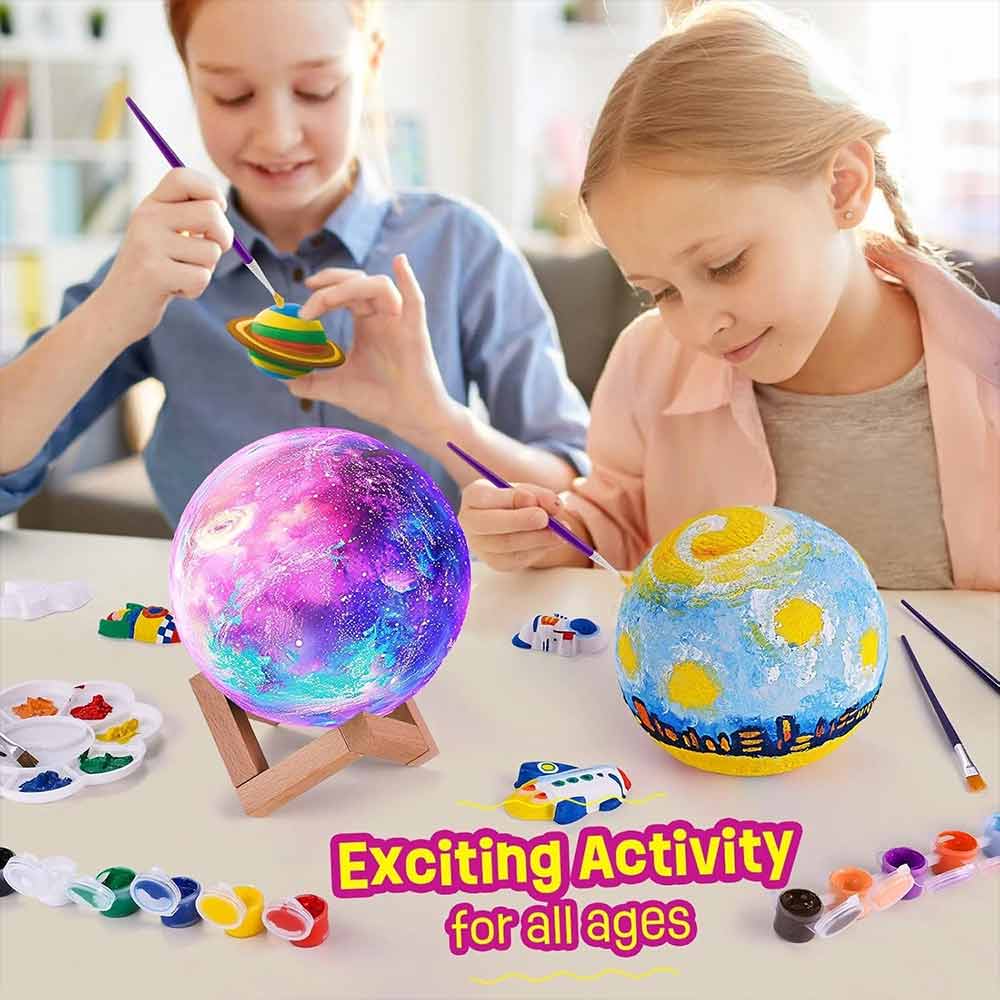 DIY 3D Moon Lamp Kit – Paint Your Own, Creative Craft Gift for Ages 3-12
