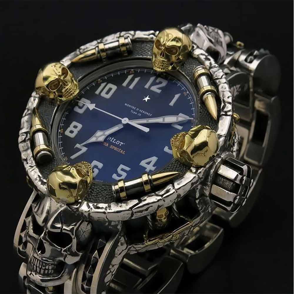 Punk Skull Watch for Men Women Cool Style Wrist Watches Gift Box