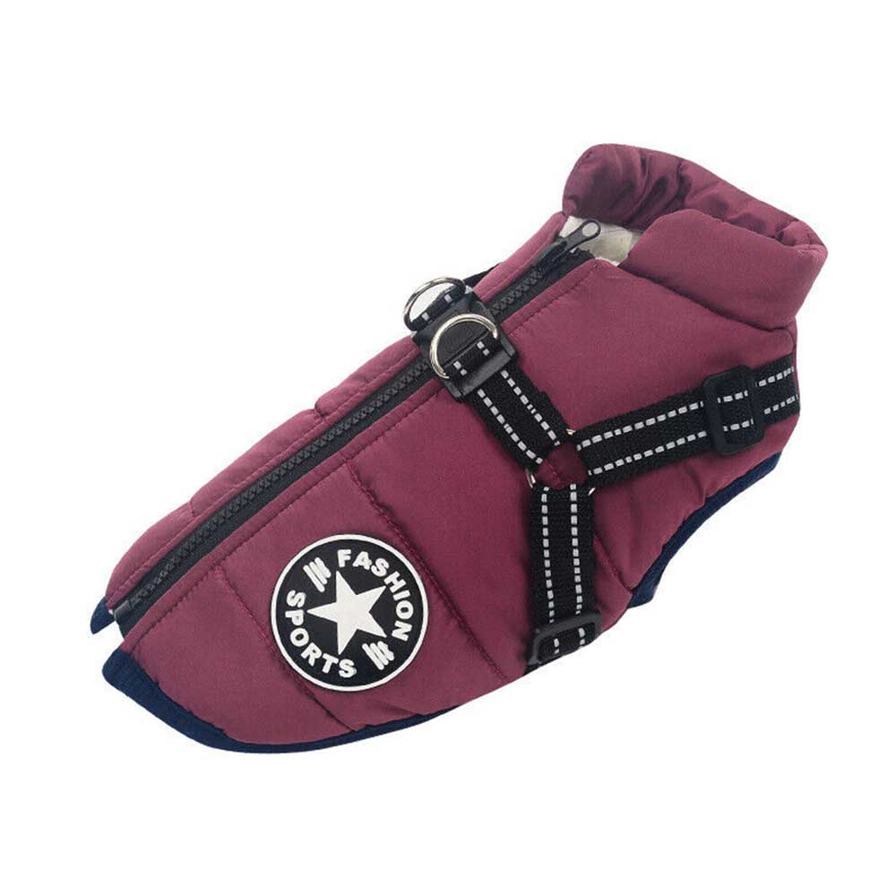 Winter Pet Dog Coat Pet Dog Jacket w/ Harness Waterproof Breathable Small Large