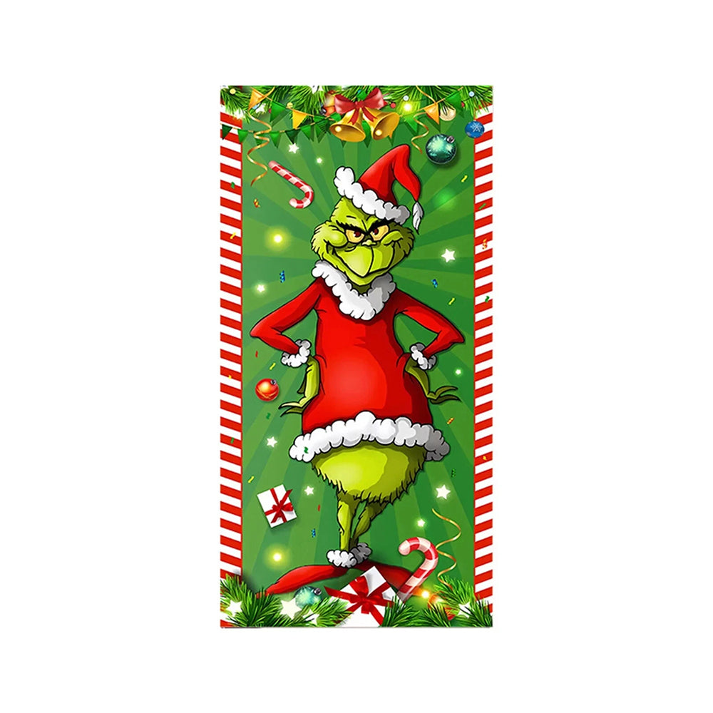 Christmas Porch Sign – Merry Grinchmas Door Banner for Holiday Decorations