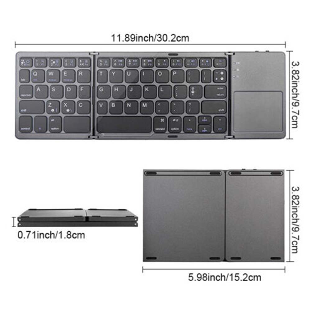 Bluetooth Wireless Keyboard Threefold Touchpad for iPad iPhone Android Windows