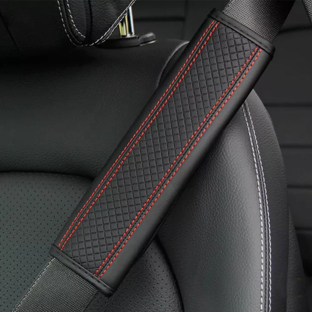 2PCS Car Seat Belt Shoulder Protection Cover Leather Embossed Soft Comfortable