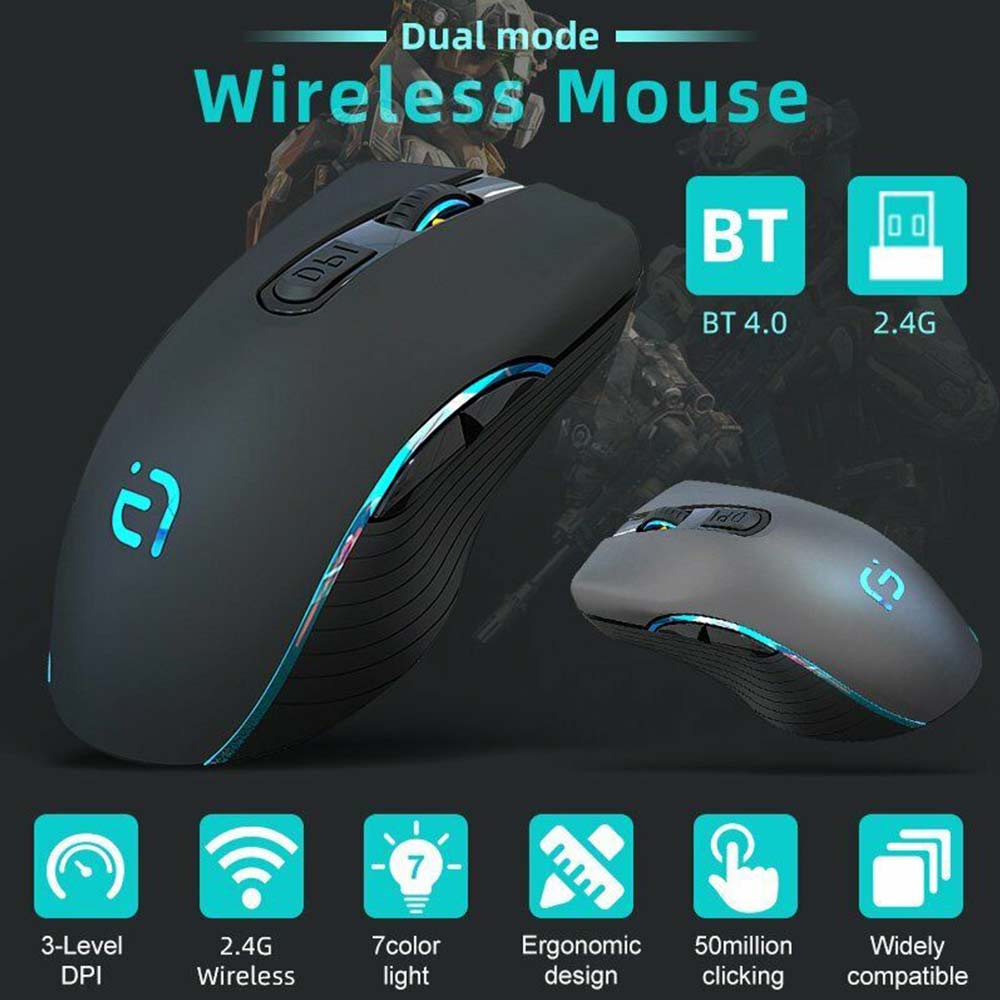 Single/Dual Model 2.4G Wireless Bluetooth Mouse Rechargeable Dual Mode Silent