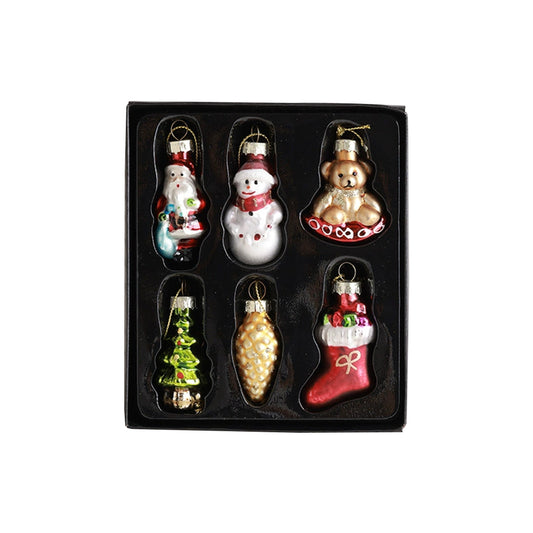 6-Piece Retro Glass Christmas Decorations – Vintage Hanging Tree Ornaments