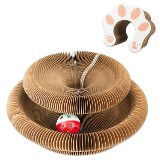 Transformable Cat Toy - Accordion Scratch Pad & Wear-Resistant Ball