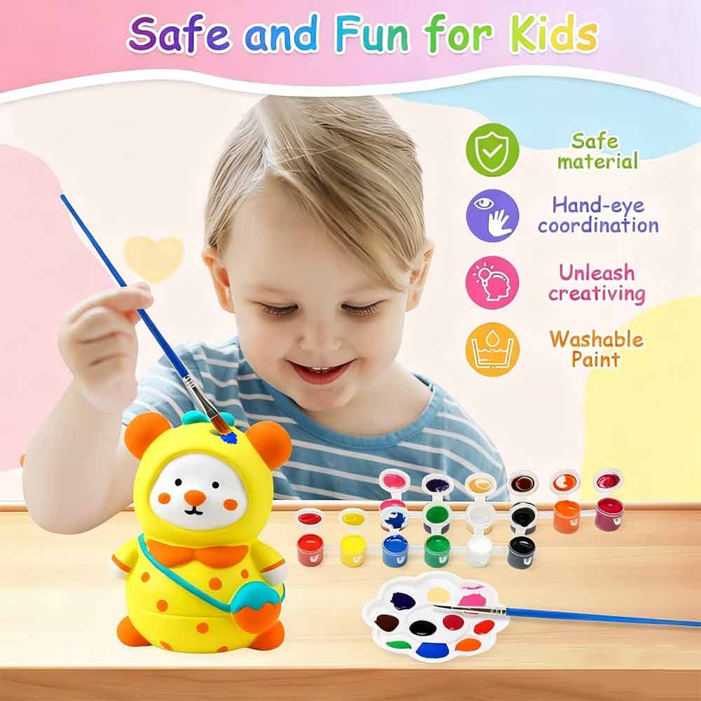 10 Mini Plaster Bears – Paint Your Own DIY Decorations, Craft Kit for All Ages