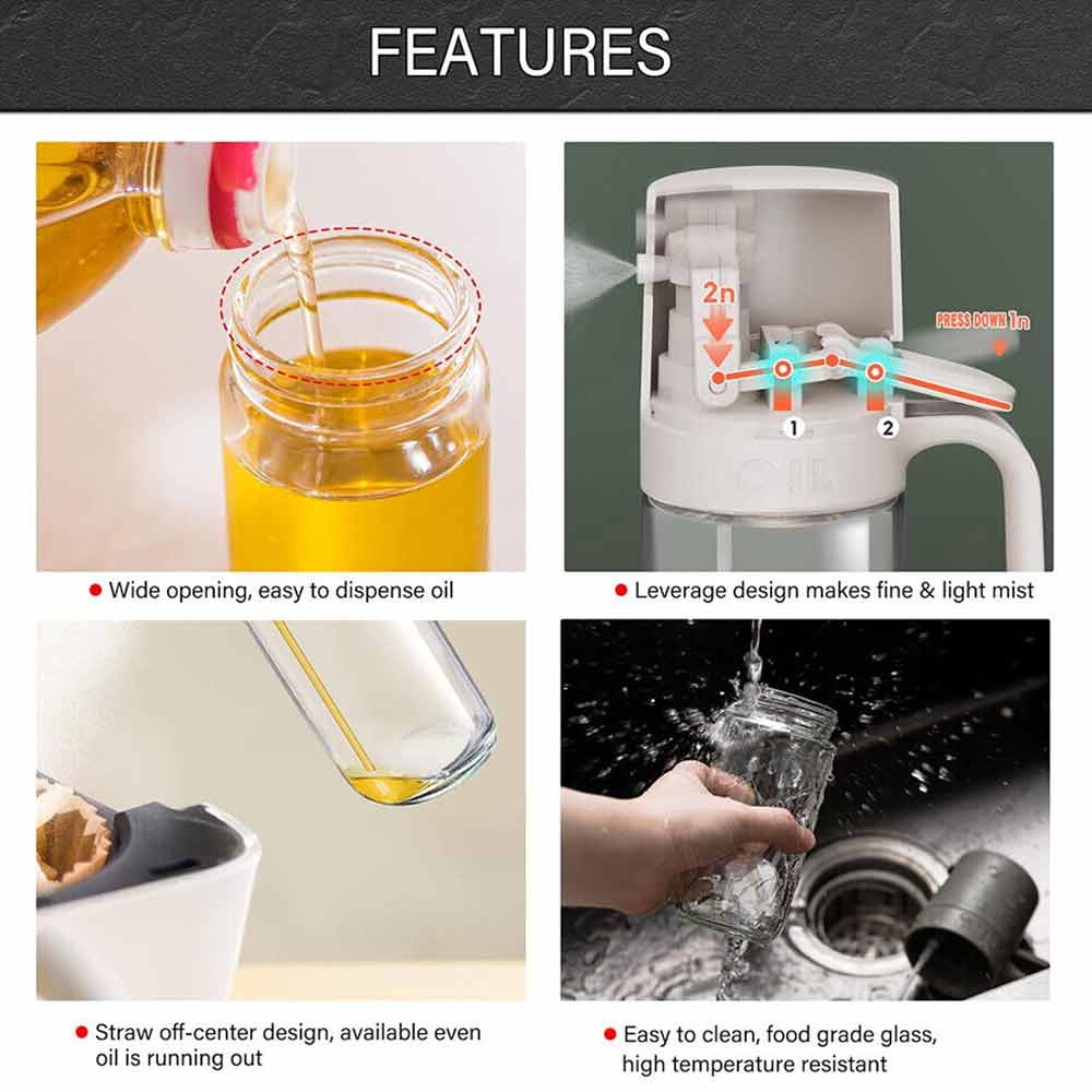 250ml Olive Oil Sprayer Dispenser Mister Cooking Baking BBQ Spray Bottle Kitchen