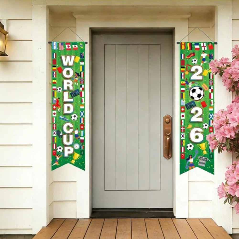 World Cup 2026 Football Door Banner – Decorative Football Curtain, 2-Piece Set